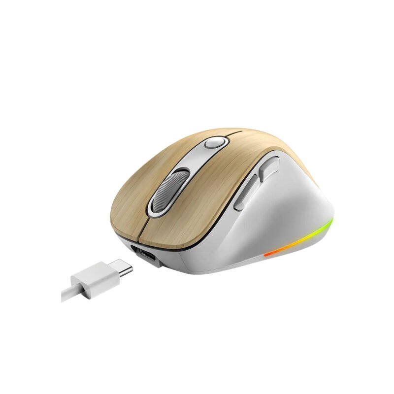 MOUSE GENIUS/WIRELLES MINI ERGO 9000S PRO PINE WOOD RECARGABLE DUAL BT Y 2 4GHZ RGB DPI 800 A 2