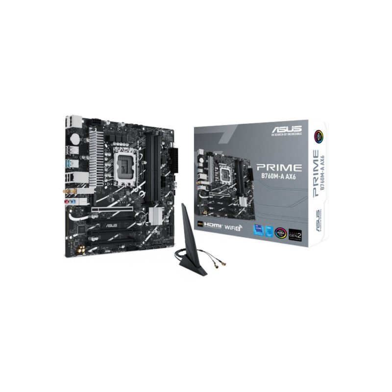 MAINBOARD/ASUS PRIME B760M-A AX6 LGA1700 DDR5 WIFI 6 BT V5.3 90MB1JH0-MVAAY0