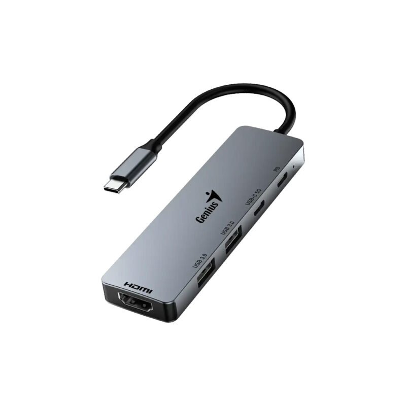 HUB GENIUS UH-500 USB-C A 5 PUERTOS /USB-A (2) /USB-C (1) /HDMI (1) /PD CARGA (1) /WIN 10/11 /MAC