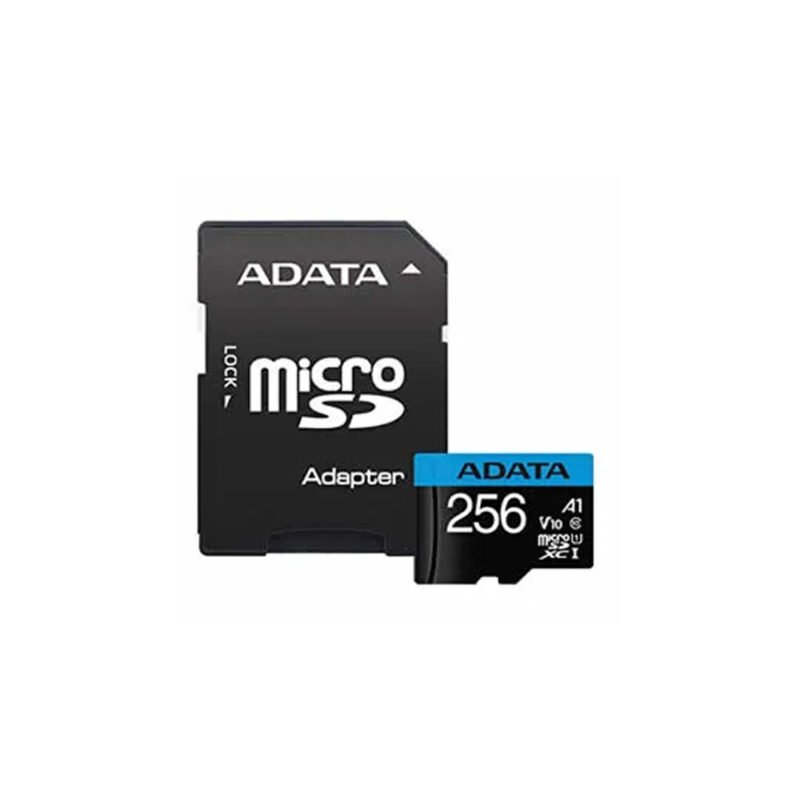 MICRO SDXC ADATA 256GB CON ADAPTADOR, UHS-I CLASS 10, V10, A1 (LECTURA 100MB/S ESCRITURA 25MB/S)